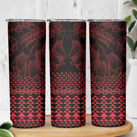 Red Taniko Kowhaiwhai Tukutuku Motif Skinny Tumbler