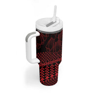 Red Taniko Kowhaiwhai Tukutuku Motif Tumbler With Handle LT9 - Polynesian Pride