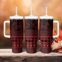 Red Taniko Kowhaiwhai Tukutuku Motif Tumbler With Handle LT9 - Polynesian Pride