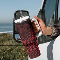 Red Taniko Kowhaiwhai Tukutuku Motif Tumbler With Handle LT9 - Polynesian Pride