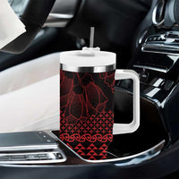 Red Taniko Kowhaiwhai Tukutuku Motif Tumbler With Handle LT9 - Polynesian Pride