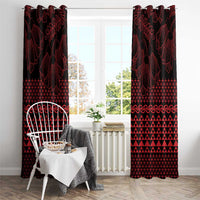 Red Taniko Kowhaiwhai Tukutuku Motif Window Curtain LT9 - Polynesian Pride