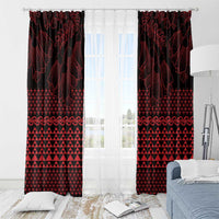 Red Taniko Kowhaiwhai Tukutuku Motif Window Curtain LT9 - Polynesian Pride