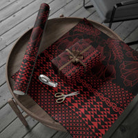 Red Taniko Kowhaiwhai Tukutuku Motif Wrapping Paper LT9 - Polynesian Pride