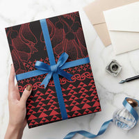 Red Taniko Kowhaiwhai Tukutuku Motif Wrapping Paper LT9 - Polynesian Pride