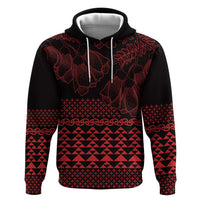 Red Taniko Kowhaiwhai Tukutuku Motif Zip Hoodie