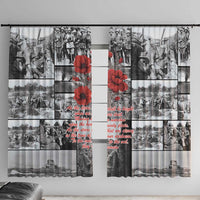 ANZAC Day Gallipoli Campaign Window Curtain To The End They Remain LT9 With Hooks Black - Polynesian Pride