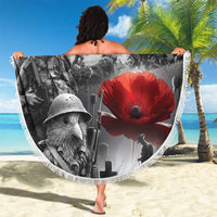 Black ANZAC Day The Battle of Lone Pine Beach Blanket Kiwi-Kangaroo Soldier Lest We Forget LT9 - Polynesian Pride