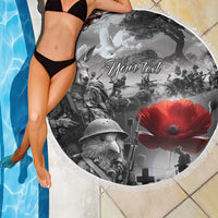 Black ANZAC Day The Battle of Lone Pine Beach Blanket Kiwi-Kangaroo Soldier Lest We Forget LT9 - Polynesian Pride