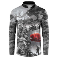 Black ANZAC Day The Battle of Lone Pine Button Sweatshirt Kiwi-Kangaroo Soldier Lest We Forget LT9 Black - Polynesian Pride