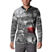 Black ANZAC Day The Battle of Lone Pine Button Sweatshirt Kiwi-Kangaroo Soldier Lest We Forget LT9 - Polynesian Pride