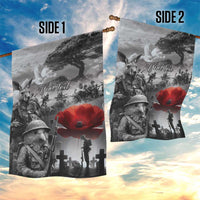 Black ANZAC Day The Battle of Lone Pine Garden Flag Kiwi-Kangaroo Soldier Lest We Forget LT9 - Polynesian Pride