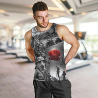 Black ANZAC Day The Battle of Lone Pine Men Tank Top Kiwi-Kangaroo Soldier Lest We Forget LT9 Black - Polynesian Pride