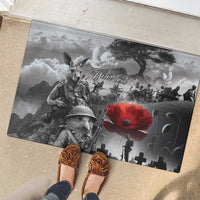 Black ANZAC Day The Battle of Lone Pine Rubber Doormat Kiwi-Kangaroo Soldier Lest We Forget LT9 - Polynesian Pride