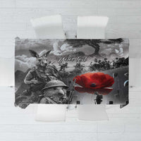 Black ANZAC Day The Battle of Lone Pine Tablecloth Kiwi-Kangaroo Soldier Lest We Forget LT9 Black - Polynesian Pride
