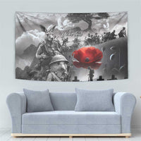 Black ANZAC Day The Battle of Lone Pine Tapestry Kiwi-Kangaroo Soldier Lest We Forget