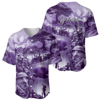 Purple ANZAC Day The Battle of Lone Pine Baseball Jersey Kiwi-Kangaroo Soldier Lest We Forget