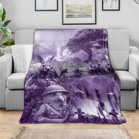 Purple ANZAC Day The Battle of Lone Pine Blanket Kiwi-Kangaroo Soldier Lest We Forget LT9 - Polynesian Pride