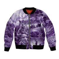 Purple ANZAC Day The Battle of Lone Pine Bomber Jacket Kiwi-Kangaroo Soldier Lest We Forget