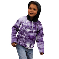 Purple ANZAC Day The Battle of Lone Pine Kid Hoodie Kiwi-Kangaroo Soldier Lest We Forget