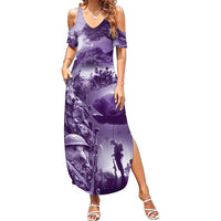 Purple ANZAC Day The Battle of Lone Pine Summer Maxi Dress Kiwi-Kangaroo Soldier Lest We Forget