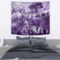 Purple ANZAC Day The Battle of Lone Pine Tapestry Kiwi-Kangaroo Soldier Lest We Forget