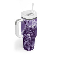 Purple ANZAC Day The Battle of Lone Pine Tumbler With Handle Kiwi-Kangaroo Soldier Lest We Forget