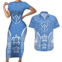 FSM Kosrae States Couples Matching Short Sleeve Bodycon Dress and Hawaiian Shirt Micronesia Six 9 One Polynesian Tribal Pattern