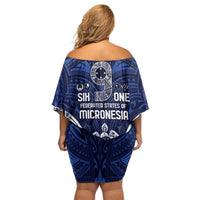 FSM Pohnpei States Family Matching Off Shoulder Short Dress and Hawaiian Shirt Micronesia Six 9 One Polynesian Tribal Pattern