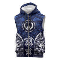 FSM Pohnpei States Sleeveless Zip Hoodie Micronesia Six 9 One Polynesian Tribal Pattern LT9 Blue - Polynesian Pride