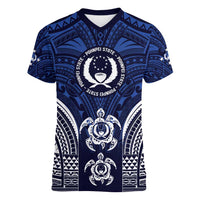 FSM Pohnpei States Women V-Neck T-Shirt Micronesia Six 9 One Polynesian Tribal Pattern