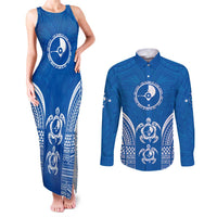 FSM Yap States Couples Matching Tank Maxi Dress and Long Sleeve Button Shirt Micronesia Six 9 One Polynesian Tribal Pattern