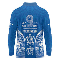 FSM Yap States Long Sleeve Polo Shirt Micronesia Six 9 One Polynesian Tribal Pattern