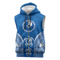 FSM Yap States Sleeveless Zip Hoodie Micronesia Six 9 One Polynesian Tribal Pattern LT9 Blue - Polynesian Pride