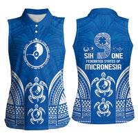 FSM Yap States Women Sleeveless Polo Shirt Micronesia Six 9 One Polynesian Tribal Pattern