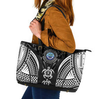 FSM Micronesia Six 9 One Leather Tote Bag Polynesian Tribal Pattern LT9 Black - Polynesian Pride