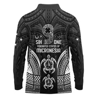 FSM Micronesia Six 9 One Long Sleeve Polo Shirt Polynesian Tribal Pattern