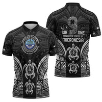 FSM Micronesia Six 9 One Zipper Polo Shirt Polynesian Tribal Pattern - Polynesian Pride