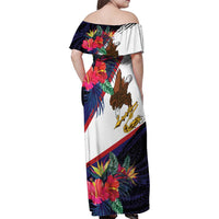 American Samoa Flag Day Since 1900 Family Matching Off Shoulder Maxi Dress and Hawaiian Shirt Samoa Muamua Le Atua Tropical Flowers