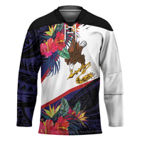 American Samoa Flag Day Since 1900 Hockey Jersey Samoa Muamua Le Atua Tropical Flowers LT9 Unisex Blue - Polynesian Pride