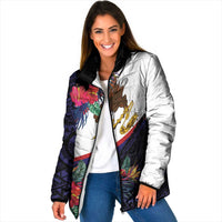 American Samoa Flag Day Since 1900 Padded Jacket Samoa Muamua Le Atua Tropical Flowers - Polynesian Pride