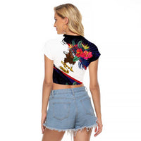 American Samoa Flag Day Since 1900 Raglan Cropped T Shirt Samoa Muamua Le Atua Tropical Flowers