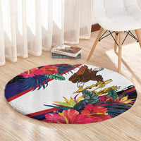 American Samoa Flag Day Since 1900 Round Carpet Samoa Muamua Le Atua Tropical Flowers