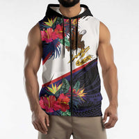 American Samoa Flag Day Since 1900 Sleeveless Zip Hoodie Samoa Muamua Le Atua Tropical Flowers LT9 - Polynesian Pride