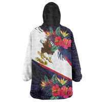 American Samoa Flag Day Since 1900 Wearable Blanket Hoodie Samoa Muamua Le Atua Tropical Flowers