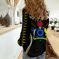 (Personalised) Polynesian Pride Atiu Island Women Casual Shirt Cook Islands Tribal Wave Style LT9 - Polynesian Pride