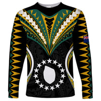 Polynesian Pride Mauke Island Long Sleeve Shirt Cook Islands Tribal Wave Style LT9 Unisex Black - Polynesian Pride