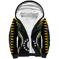 (Personalised) Polynesian Pride Mauke Island Sherpa Hoodie Cook Islands Tribal Wave Style LT9 Unisex Black - Polynesian Pride