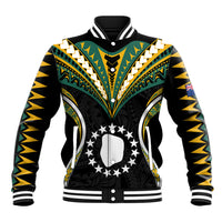 (Personalised) Polynesian Pride Mitiaro Island Baseball Jacket Cook Islands Tribal Wave Style LT9 Unisex Black - Polynesian Pride
