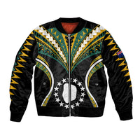 (Personalised) Polynesian Pride Mitiaro Island Bomber Jacket Cook Islands Tribal Wave Style LT9 Unisex Black - Polynesian Pride